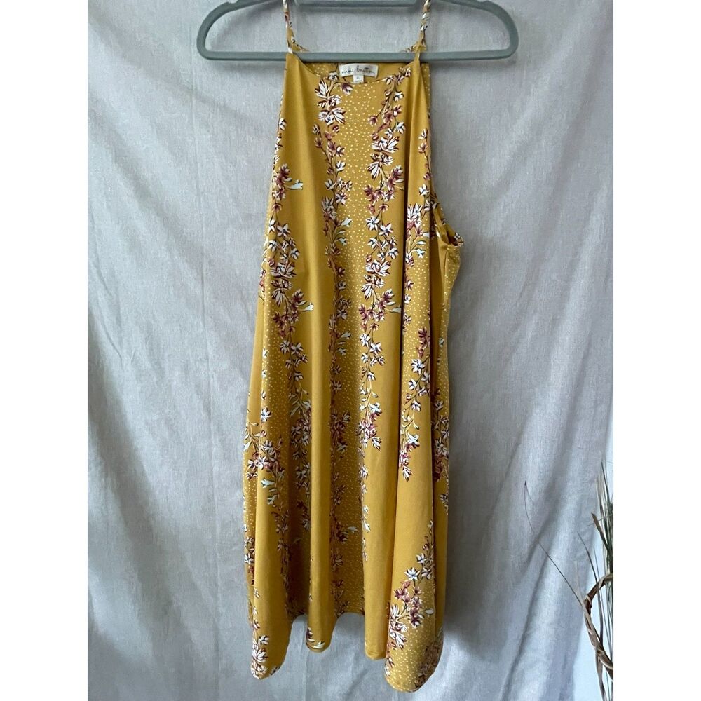Nine Britton Mustard Yellow Floral Polka Dot Spaghetti Strap Dress XL